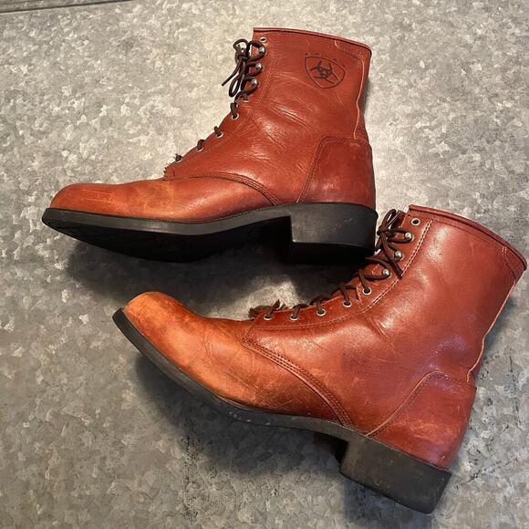 Vintage Ariat Lace Up Boots Mens 9.5 EU 42.5 Brown Leather 02 Competitor Western main image 10